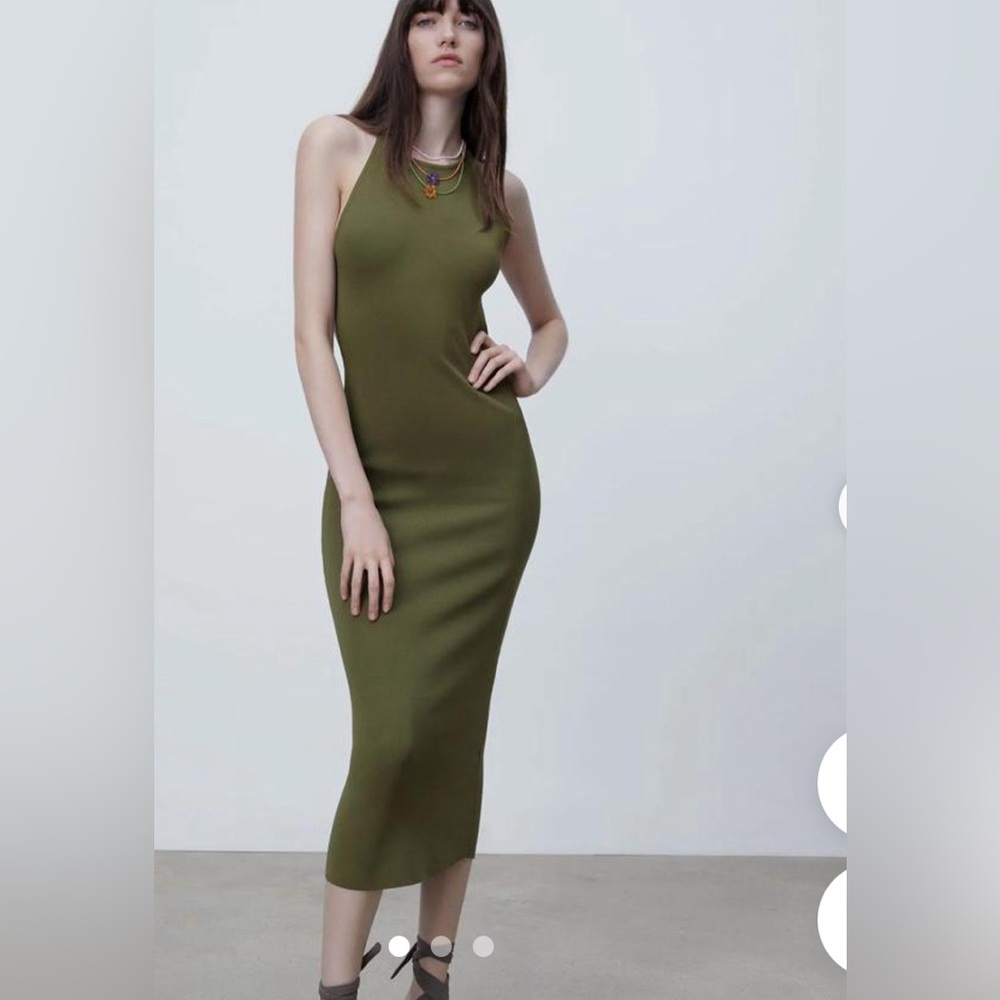 Zara Green Knit Cross Back Dress